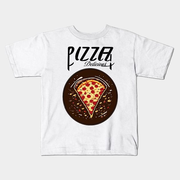 Pizza slice Kids T-Shirt by Unevenalways